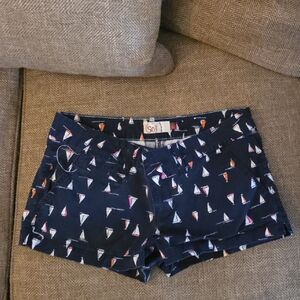 SO Women's Navy Sailboat Print Shorts